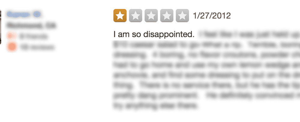 bad yelp review copy