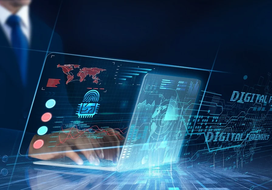 Analyst reviewing data for a corporate security investigation