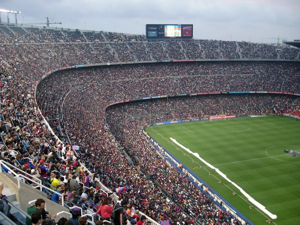 A full soccer stadium with tens of thousands of fans, representing the need for OSINT to detect digital threats, protests, or coordinated risks ahead of major sporting events