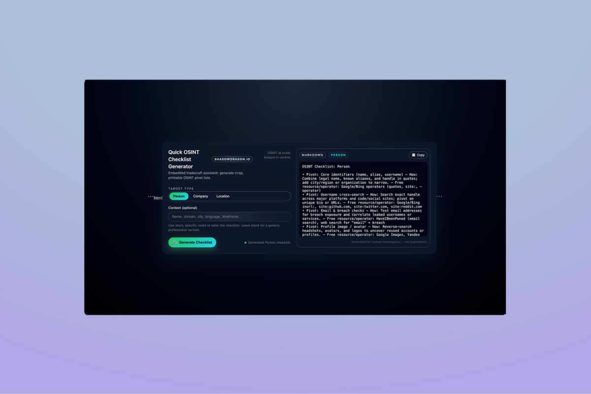 Free OSINT Tools: Research and Investigate - ShadowDragon®